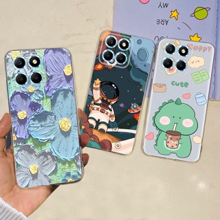 เคสโทรศัพท์มือถือ ซิลิโคนนิ่ม TPU ลายดอกไม้ นักบินอวกาศ สําหรับ Honor X6 VNE-LX1 5G 2023 HonorX8 X 8 5G