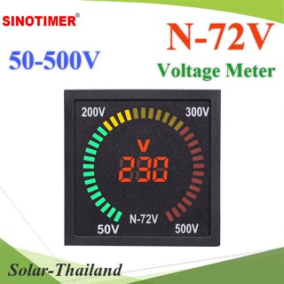 มิเตอร์วัด แรงดันไฟฟ้า Voltage Meter 50V to 500V ดิจิตอล แบบหน้าแปลน 72mm รุ่น Sinotimer-N-72V