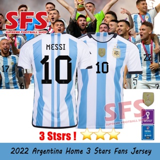 【SFS】เสื้อกีฬาแขนสั้น ลายทีมชาติฟุตบอล Argentina Jersey 2022 WC 3 Stars ชุดเหย้า สําหรับผู้ชาย S-4XL