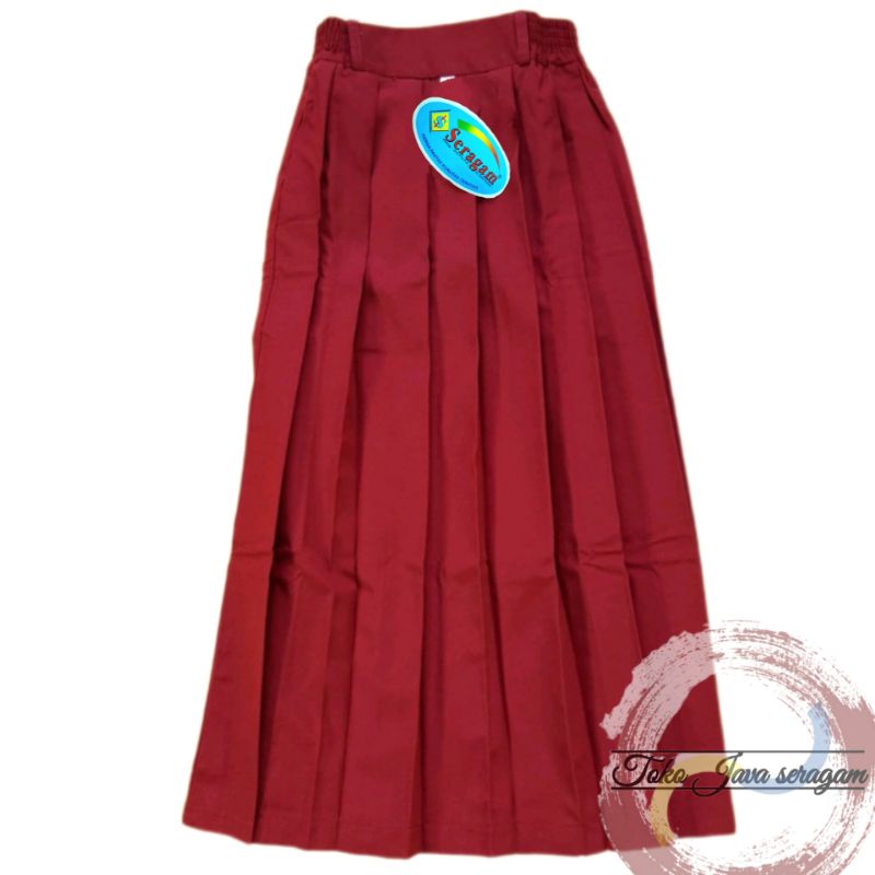 MERAH Long Red Pleated & Jumbo Elementary School Uniform Skirt Bullofa Uniform Brand School Uniform