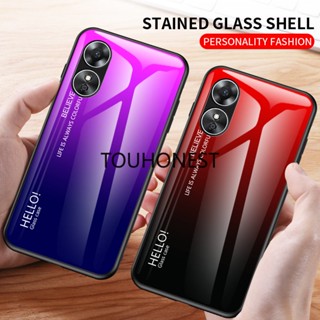 เคส Oppo A17 เคส Oppo A55 เคส Oppo A53S เคส Oppo A57 Case Oppo A77S Case Oppo Reno 8 Pro Plus Cover Luxury Gradient Ultra-Thin Tempered Glass Back Cover Phone Cases โทรศัพท์มือถือกระจกนิรภัย แบบบางพิเศษ แต่งไล่โทนสี หรูหรา สําหรับ