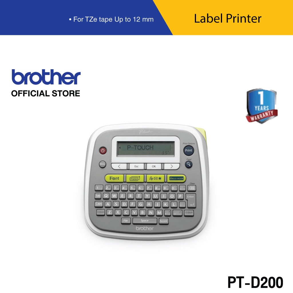 Brother PT-D200 เครื่องพิมพ์ฉลากพกพา  ขนาดเล็ก ใช้งานง่าย | พิมพ์ฉลากชื่อ ของใช้ ของสะสม |รุ่นยอดนิย