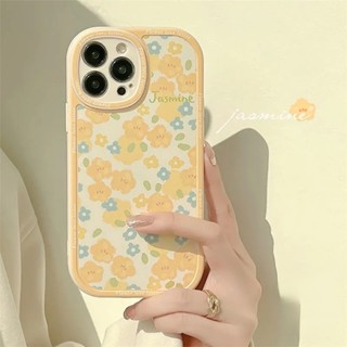 เคสโทรศัพท์มือถือ TPU นิ่ม กันกระแทก ปิดด้านหลัง ลายดอกไม้สีเหลืองน่ารัก สไตล์เรโทร สําหรับ IPhone 11 7 8 Plus 12 14 13 11 Pro Max X XR XS Max 6 6s 7Plus 8Plus SE 2020