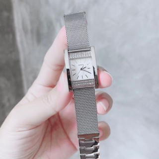 💓นาฬิกาข้อมือ ผู้หญิงมาใหม่ กน้าปัดล้อมคริสตัลด้วย🌈 NEW GUESS Womens  Timeless Shine Crystal Mesh Silver- Tone Watch