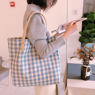 กระเป๋าผ้าลายสก็อต Molisa Cloth Bag Linen กระเป๋าผ้ารักษ์โลกสไตล์ญี่ปุ่น