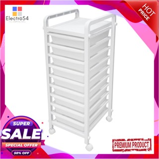 9-DRAWER ชั้นลิ้นชักพลาสติก 9 ชั้น STACKO 33.5x40x89.5 ซม. สีขาว9-DRAWER STORAGE CART PLASTIC STACKO 33.5X40X89.5CM WHIT