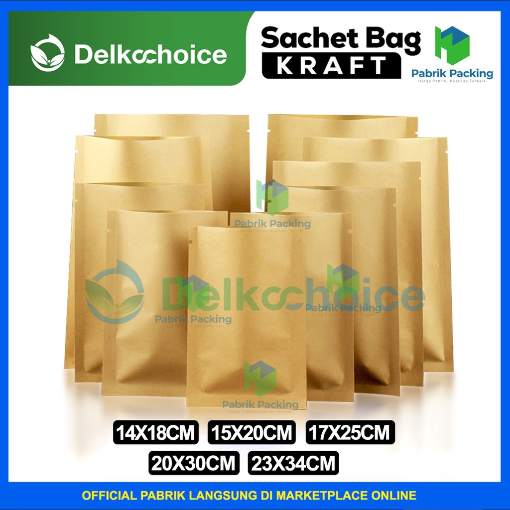 Delkochoice กระเป๋าซองกระดาษคราฟท์ขนาดใหญ่ Non Ziplock