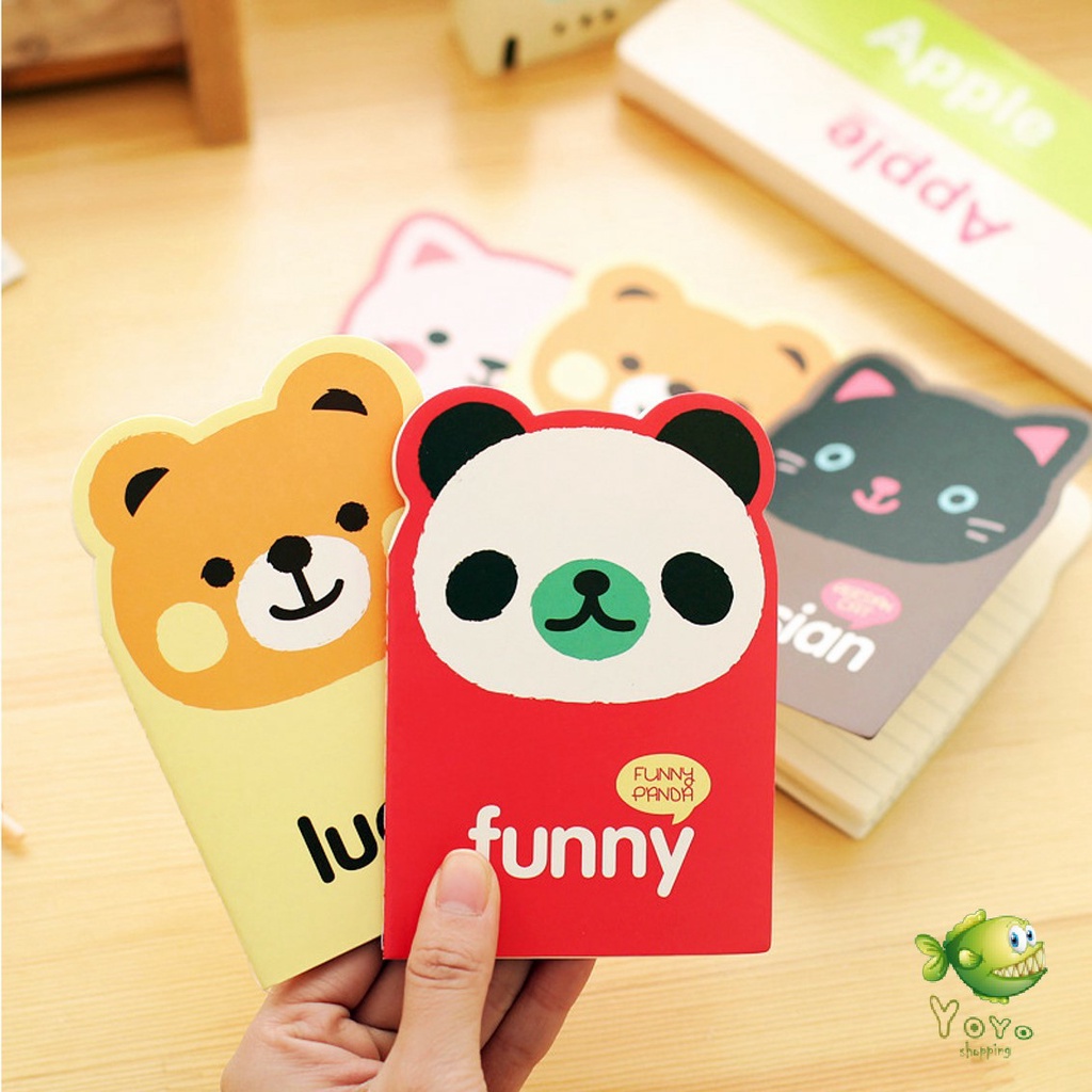 YOYO สมุดโน๊ต ทรงหน้าสัตว์น่ารัก จดศัพย์ จดบันทึกแบบเส้น จัดส่งคละลาย Cartoon notebook - รูปที่ 2