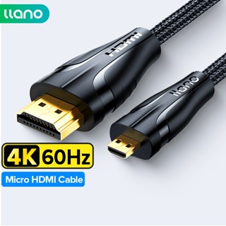 Llano สายเคเบิล Micro HDMI เป็น HDMI 2.0 4K 60Hz ทองแดงบริสุทธิ์ ชุบทอง ความเร็วสูง 2 เมตร