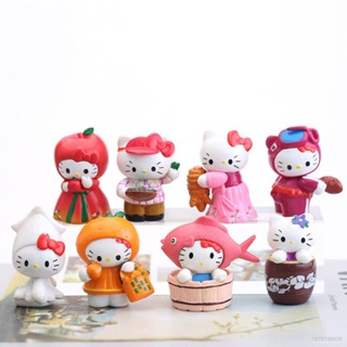 SANRIO Ns3 โมเดลฟิกเกอร์ รูปปลาส้ม แอปเปิ้ล Hello Kitty สําหรับตกแต่งบ้าน 8 ชิ้น