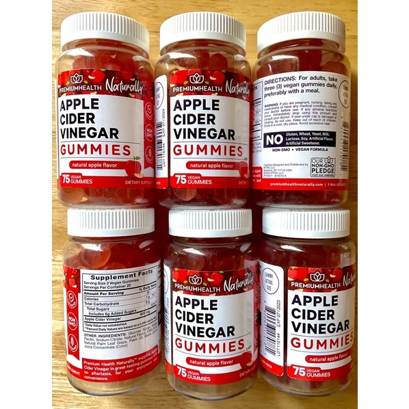 ส่งไว⚡️Premium Health Naturally Apple Cider Vinegar Gummies  บรรจุ 75 gummies ช่วยระบบขับถ่าย ลดน้ำหนัก ทานง่าย อร่อย