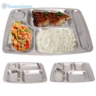 【SWTDRM】Practical Rectangular Stainless Steel Serving Tray Food Dinner Lunch Plate-【Sweetdream】