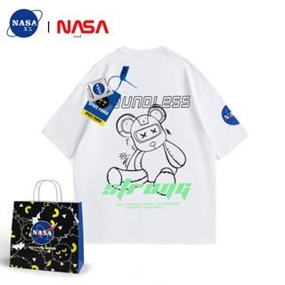 【พร้อมส่ง】เสื้อยืดแขนสั้นลําลอง ผ้าฝ้าย ทรงหลวม พิมพ์ลายนักบินอวกาศ NASA สําหรับผู้ชาย และผู้หญิง