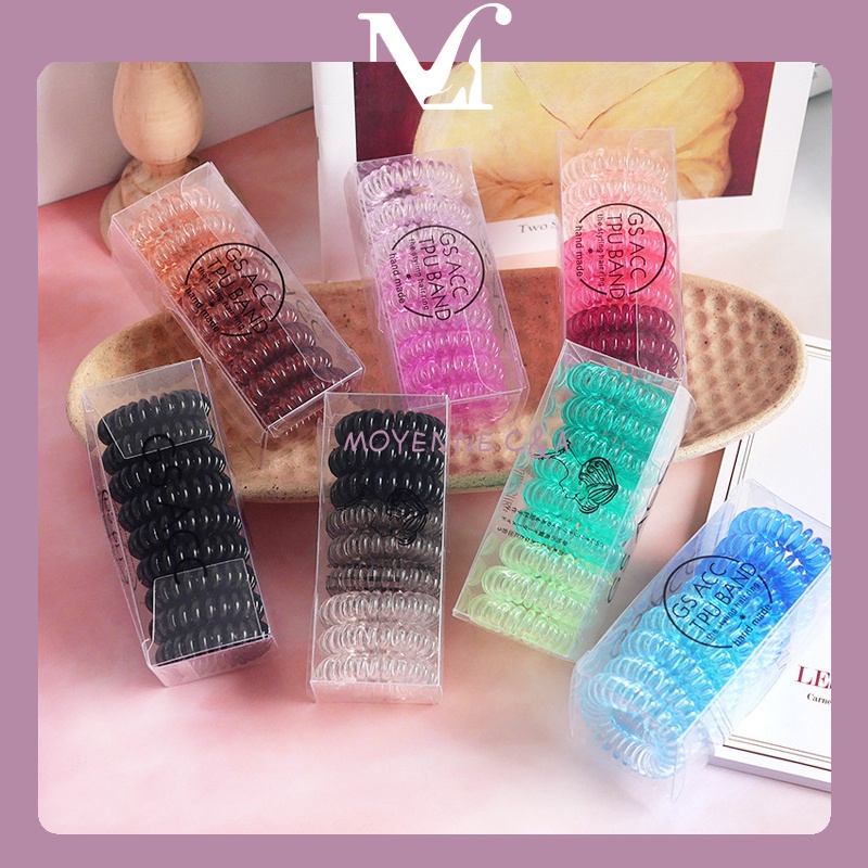 ยางรัดผมเกลียว เชือกสาวไล่โทนสีแบบไม่มีรอยต่อผมสีผม Tie สูงยืดหยุ่นหัวเชือกขนมยางสีวงอุปกรณ์ผม