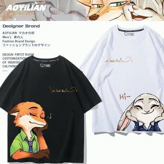 Zootopia Judy Nick ร่วมเสื้อยืดคู่อะนิเมะอุปกรณ์ต่อพ่วง