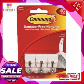 COMMAND แผ่นเทปกาวคอมมานด์พร้อมตะขอแกนเหล็ก 3M 17067COMMAND ADHESIVE TAPE WITH WIRE HOOKS 3M 17067 WHITE