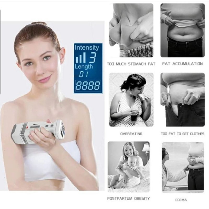 พร้อมส่ง (มือสอง ใหม่มาก) MINI HIFU RF Slimming Body Belly FAT Removal Massager 2IN1 Handy HelloBody