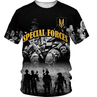 เสื้อยืดแขนสั้น พิมพ์ลาย SPECIAL FORCE 3 มิติ ระบายอากาศได้ดี แฟชั่นฤดูร้อน