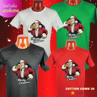 เสื้อยืดผู้ ผ้าฝ้าย 100% เสื้อยืดผ้าฝ้าย 2023 เสื้อยืดคริสต์มาส Christmas03 ผ้าCotton Comb 30 พรีเมี่ยม เนื้อผ้าดี S-5XL