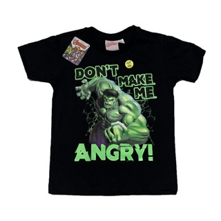 Disney Marvel Avengers Hulk Dont Make Me Angry Glow In The Dark Boys Kids Black T-Shirt_04