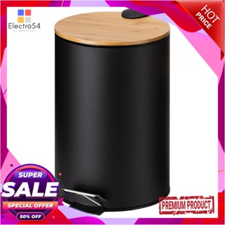 ROUND ถังขยะเหยียบกลม ACCO SYLVAN ขนาด 12L สีดำฝาไม้ROUND DUSTBIN PEDAL ACCO SYLVAN 12L BLACK