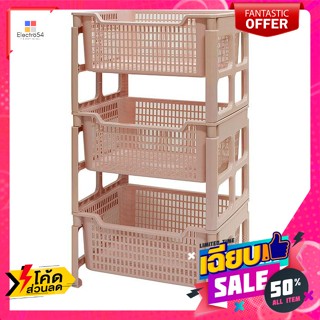 (HOME.ME) ชั้นวางของพลาสติก 3 ชั้น รุ่น 1030L-3 สีชมพูอ่อน  3-Tier Plastic Shelf Model 1030L-3 Light P