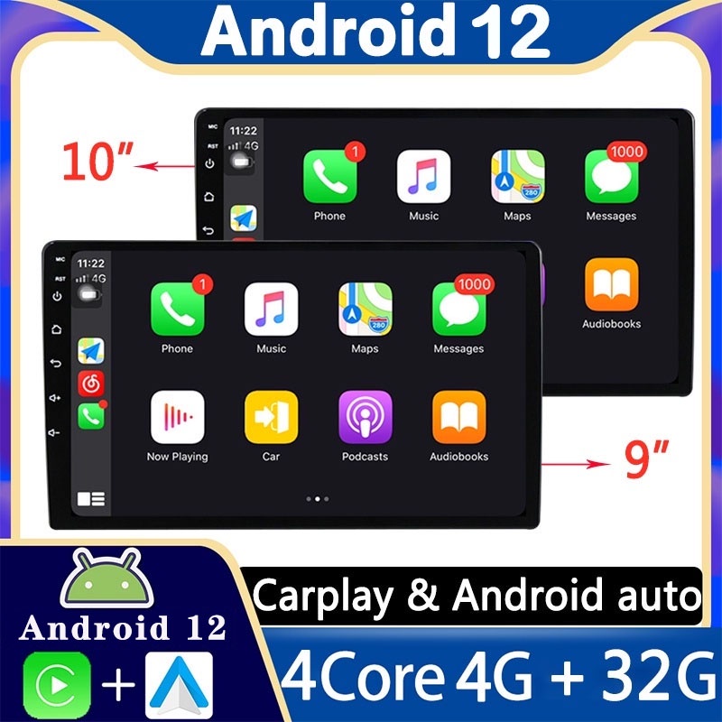 จอแอนดรอยด์ติดรถยนต์ (4GB+32GB) 9 นิ้ว 10 นิ้ว 2din หน้าจอสัมผัส GPS นําทาง WIFI บลูทูธ สเตอริโอ Android 12 วิทยุติดรถยนต์