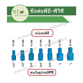 (PE PVC) ข้อต่อตรง PVC พีวีซี สวมท่อพีอี PE ข้อต่อพีอี พีวีซี ข้อต่อสวมในหางปลาไหล