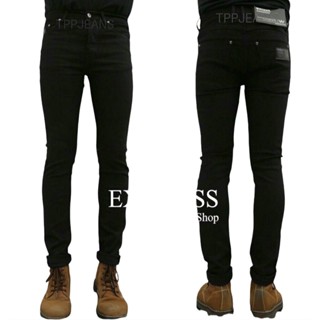 JEANSEXPRESS SkinnyxSuperBlack กางเกงยีนส์สกินนี่ชายสีดำ ยีนส์ยืดสวมใส่สบาย เป้ากระดุม Size 28-42 รับชำระปลายทาง