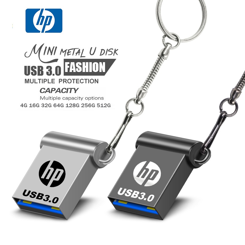 แฟลชไดรฟ์ HP Mini USB3.0 ความเร็วสูง 4GB-256GB 512GB 1TB ไดรฟ์ปากกาโลหะ Memory Stick ที่เก็บของภายนอก