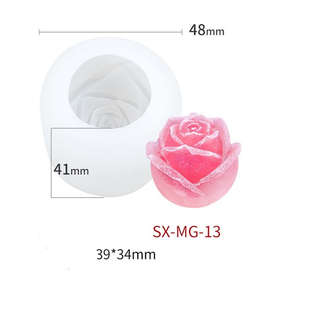 โมล(Mold) แม่พิมพ์ซิลิโคน ทำวุ้น ขนม สบู่ งานDiy รูปดอกกุหลาบ (1.5 นิ้ว) (SX-MG-13)