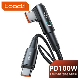 Toocki สายชาร์จ USB Type C เป็น USB C 90 องศา PD 100W ชาร์จเร็ว สําหรับแล็ปท็อป Xiaomi Samsung Type C