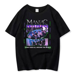 Kpop Stray Kids Album Maniac Cotton T-shirt Women Korean Fashion Summer T-shirt Men Kpop Streetwear_11