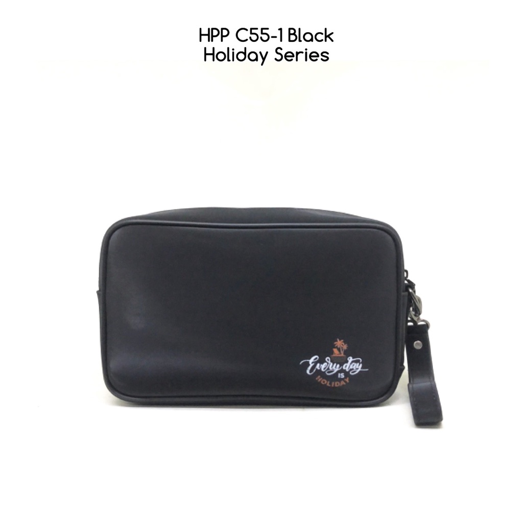 HUSH PUPPIES Hush Puppy C55-1 Men 's clutch black holiday edition กระเป ๋ ากันน ้ ําคุณภาพระดับพรีเม