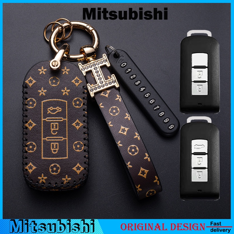 ปลอกกุญแจรีโมทรถยนต์หนังสําหรับ Mitsubishi