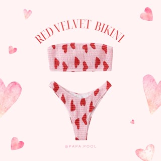 Red Velvet bikini ❤️ บิกินี่ผ้าสม็อคลายหัวใจ