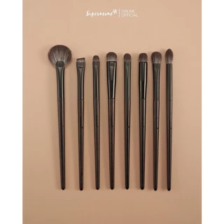 SUPERMOM l Sandalwood series set (ชุดแปรงแต่งหน้า ขนสังเคราะห์เกรดพรีเมี่ยม ด้ามไม้แซนดัลวูด จำนวน 15 ด้าม)
