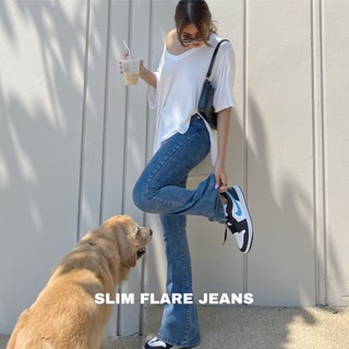 SLIM FLARE JEANS กางเกงยีนส์ขาม้า ใส่แล้วขาดูยาว #7698