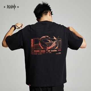 Mihoyo genshin impact t-shirt black diluc klee impression clothes_03