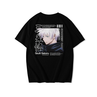 เสื้อยืดแขนสั้นลําลอง ทรงหลวม พิมพ์ลายอนิเมะ Gojou Satoru Jujutsu Kaisen Streetwear Gojo สําหรับผู้ชาย และผู้หญิง_05