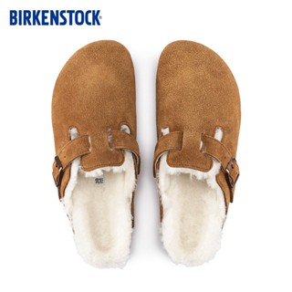 Birkenstock รองเท้าแตะ ผ้าวูล กึ่งลาก ผ้ากํามะหยี่ขนนิ่ม สําหรับผู้ชาย และผู้หญิง