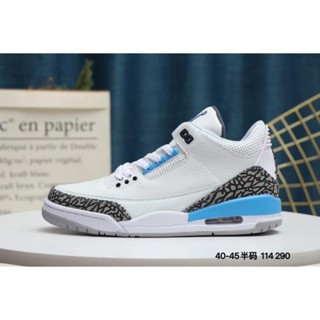 S6jo Original 100 spot air jordan 3 unc north carolina blue aj3 3a generation aj3 joe 3 รองเท้าบาสเก็ตบอล สีขาว สีฟ้า สีฟ้า