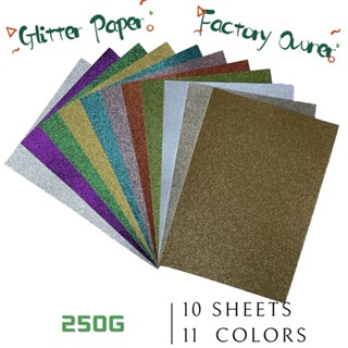 แผ่นกระดาษกลิตเตอร์ 250GSM 305*305 มม. A4 FSC หลายสี 10 แผ่น