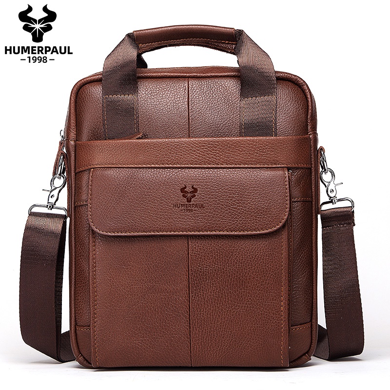 ใหม่แฟชั่น Cowhide ของแท้หนัง Messenger กระเป๋าผู้ชายกระเป๋าสะพายขนาดเล็กธุรกิจ Cowhide Crossbody กระเป๋าสําหรับกระเป๋าเดินทางสลิง MH544
