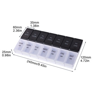 Travel Large Capacity Supplement Medication 14 Grids 7 Days Vitamin Pill Box