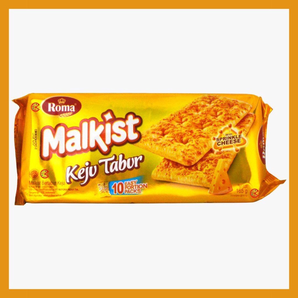 Roma Malkist Keju Tabur 165g แครกเกอร์แผ่นบางสอดไส้ชีส 132g