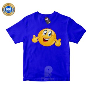 (ฟรีชื่อ) เสื้อยืด ผ้าฝ้าย พิมพ์ลาย EMOTICON MOTIF EMOJI น่ารัก สําหรับเด็ก