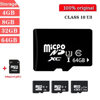 การ์ดหน่วยความจํา Micro SD TF Card Ultra Class 10 U3 4GB 32GB 64GB พร้อมอะแดปเตอร์