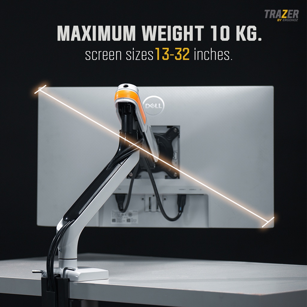 ERGONOZ ของแท้ 100% แขนจับจอ ขาตั้งจอคอมพิวเตอร์ Monitor Arm รุ่น TRAZER สำหรับหน้าจอ 17 - 32 นิ้ว