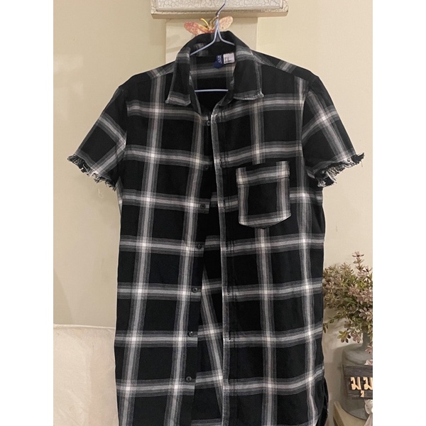 เดรสคอปกลายสก๊อต ขาวดำ s-m ส่งต่อ  70